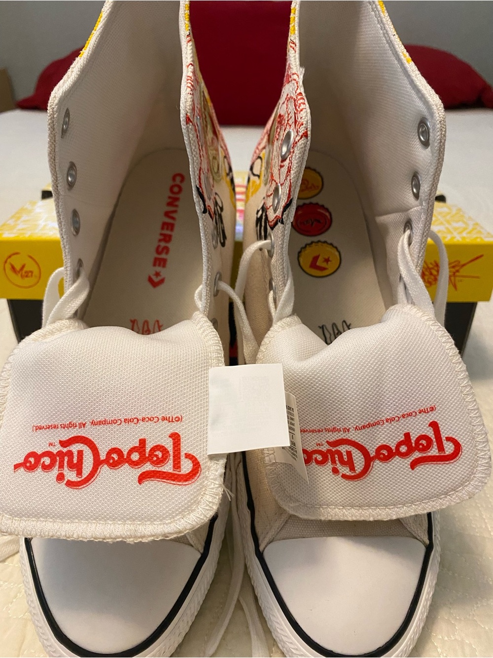 Converse Topo Chico New High-Top Sneakers in Natural with Yellow & Red Accents - Picture 6 of 12